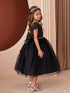 Girls Multi Color Square Neckline Cap Sleeve Flower Girl Dress 2-12